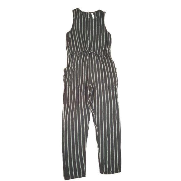 RVCA Pop Out Jumpsuit Black White Sleeveless M Pockets - Picture 3 of 13